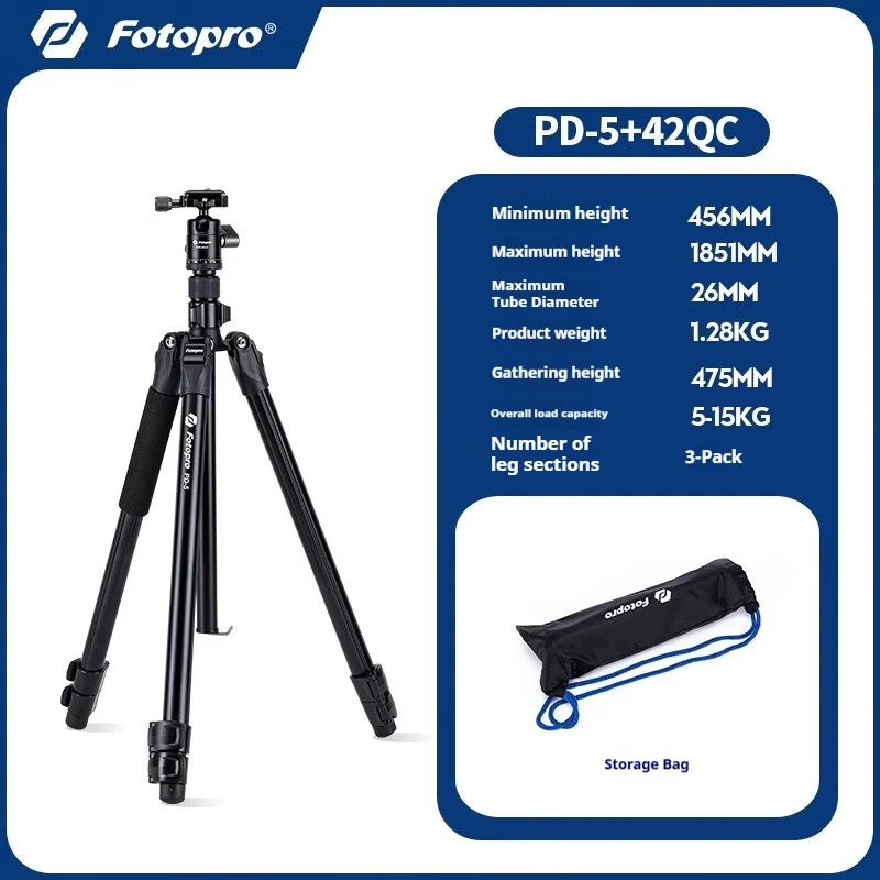 Fotopro PD5+42QC 1.85-metre DSLR tripod – portable hydraulic damping tripod for short video filming, aluminium alloy
Fotopro PD5+42QC 1.85-metre DSLR tripod – portable hydraulic damping tripod for short video filming, aluminium alloy