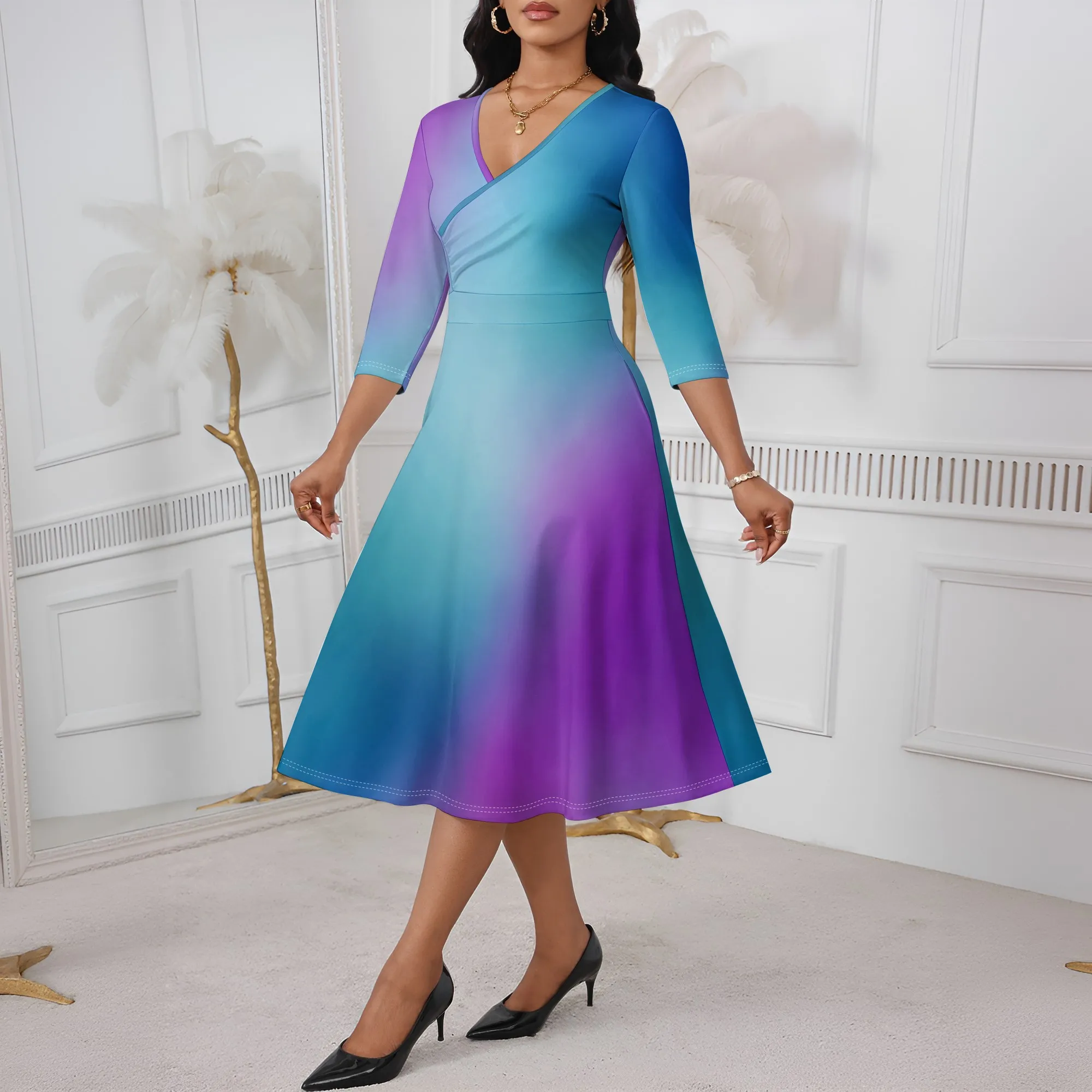 S-3XL Ombre Gradient Midi Dress for Women Blue Purple Elegant Summer Style for Vacation, Beach or Brunch Look
S-3XL Ombre Gradient Midi Dress for Women Blue Purple Elegant Summer Style for Vacation, Beach or Brunch Look