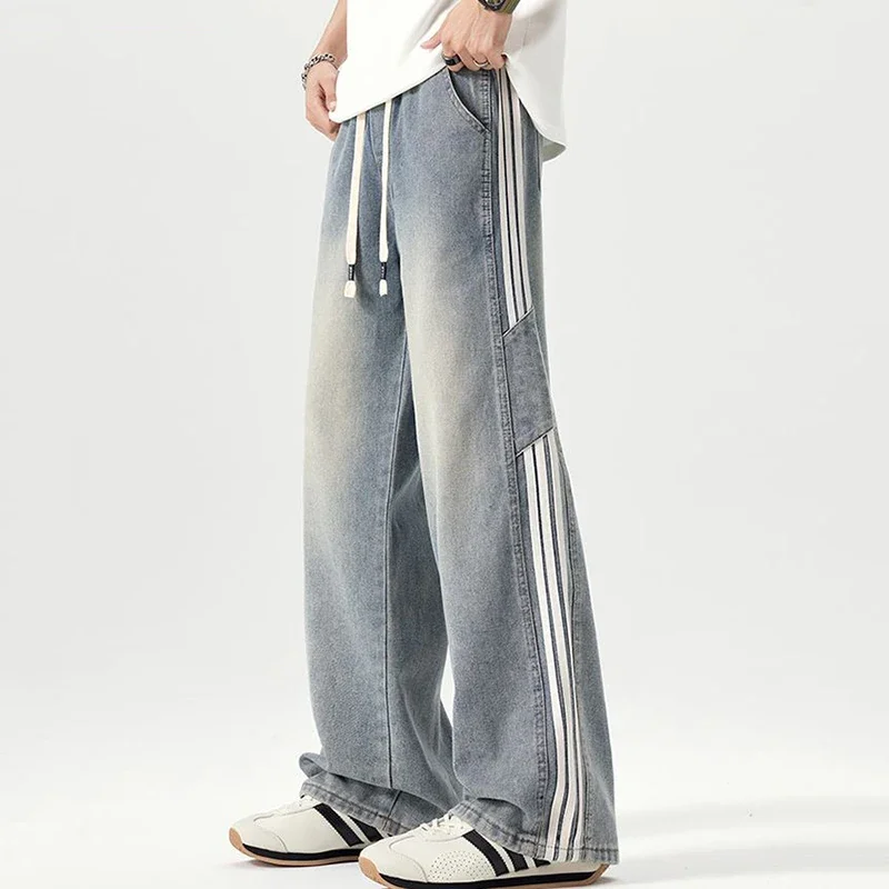 Thin New Loose Straight Elastic Casual Deni Straight Leg Pants Denim Jeans Men American High Street Summer Striped Denim
Thin New Loose Straight Elastic Casual Deni Straight Leg Pants Denim Jeans Men American High Street Summer Striped Denim