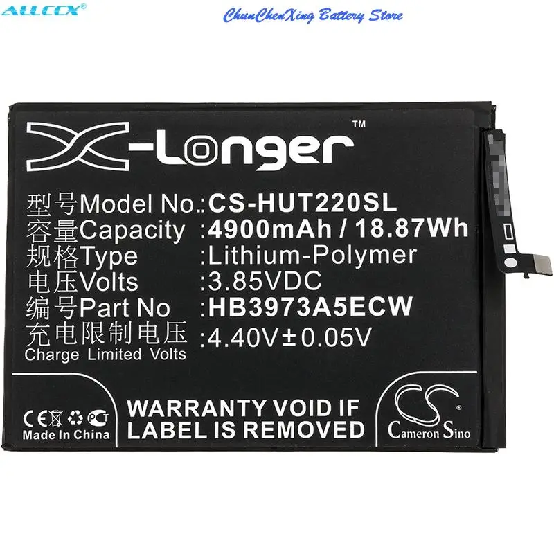 Cameron Sino 4900mAh Battery HB3973A5ECW for Huawei EVR-AL00, EVR-L29, Honor Note 10, Mate 20 X, RVL-AL09
Cameron Sino 4900mAh Battery HB3973A5ECW for Huawei EVR-AL00, EVR-L29, Honor Note 10, Mate 20 X, RVL-AL09