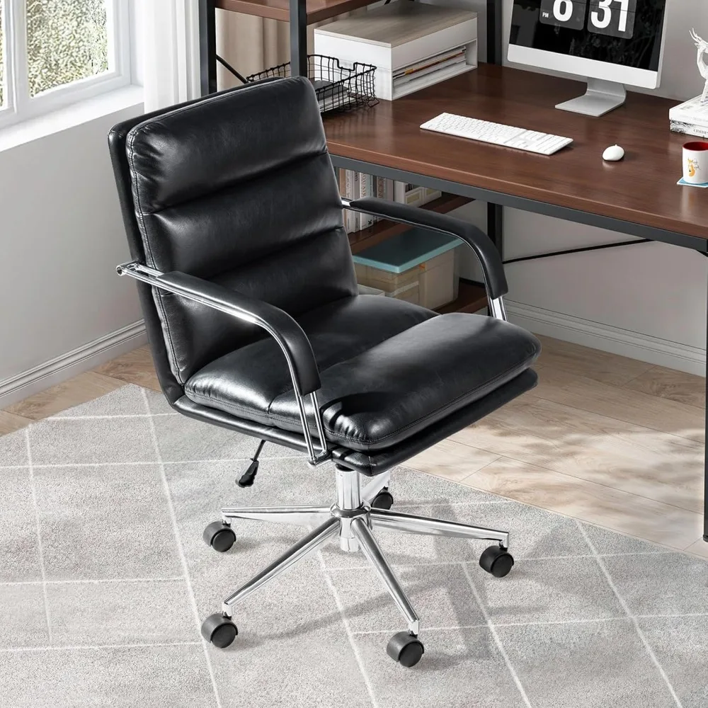 Modern Office Chair, Leatherette Gaslift Adjustable Swivel Work Chair Industrial Style Padded Armrest Ergonomic Chair
Modern Office Chair, Leatherette Gaslift Adjustable Swivel Work Chair Industrial Style Padded Armrest Ergonomic Chair