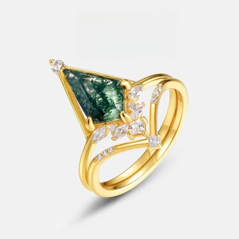 WES Natural Water Grass Agate Women's Combination Ring s925 Silver Plated 18K Gold PT950 Platinum Ring Light Luxury
WES Natural Water Grass Agate Women's Combination Ring s925 Silver Plated 18K Gold PT950 Platinum Ring Light Luxury