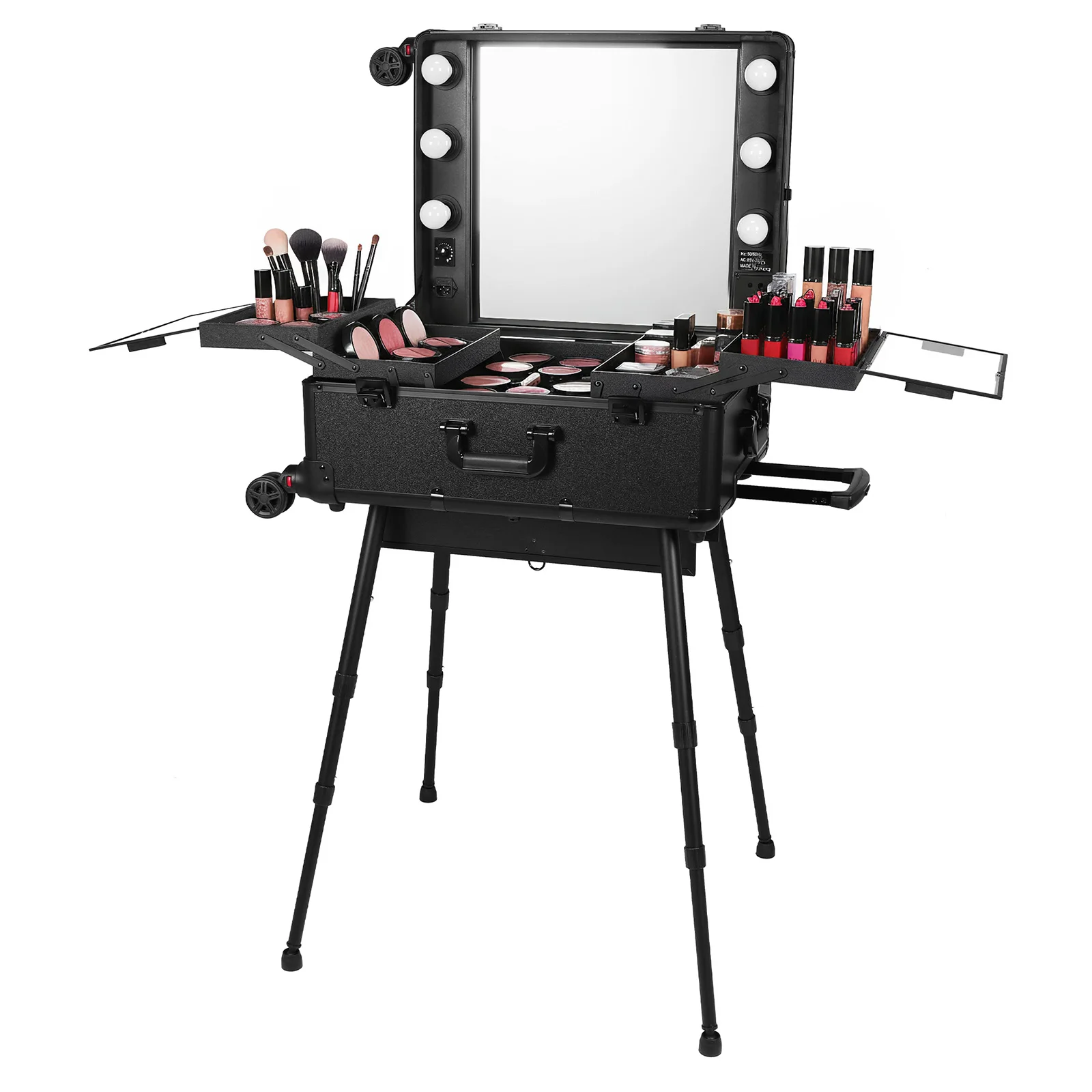 Rolling Travel Cosmetic Organizer Box with Mirror and Lights Mobile Makeup Artist Trolley with Wheels Stands for Women and Girls
Rolling Travel Cosmetic Organizer Box with Mirror and Lights Mobile Makeup Artist Trolley with Wheels Stands for Women and Girls