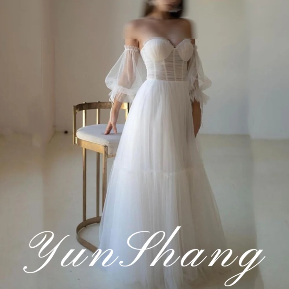 YunShang Customized Sweetheart Wedding Backless Tulle Organza Long Puff Sleeve White For Women Sexy Custom Civil Vintage Brides
YunShang Customized Sweetheart Wedding Backless Tulle Organza Long Puff Sleeve White For Women Sexy Custom Civil Vintage Brides
