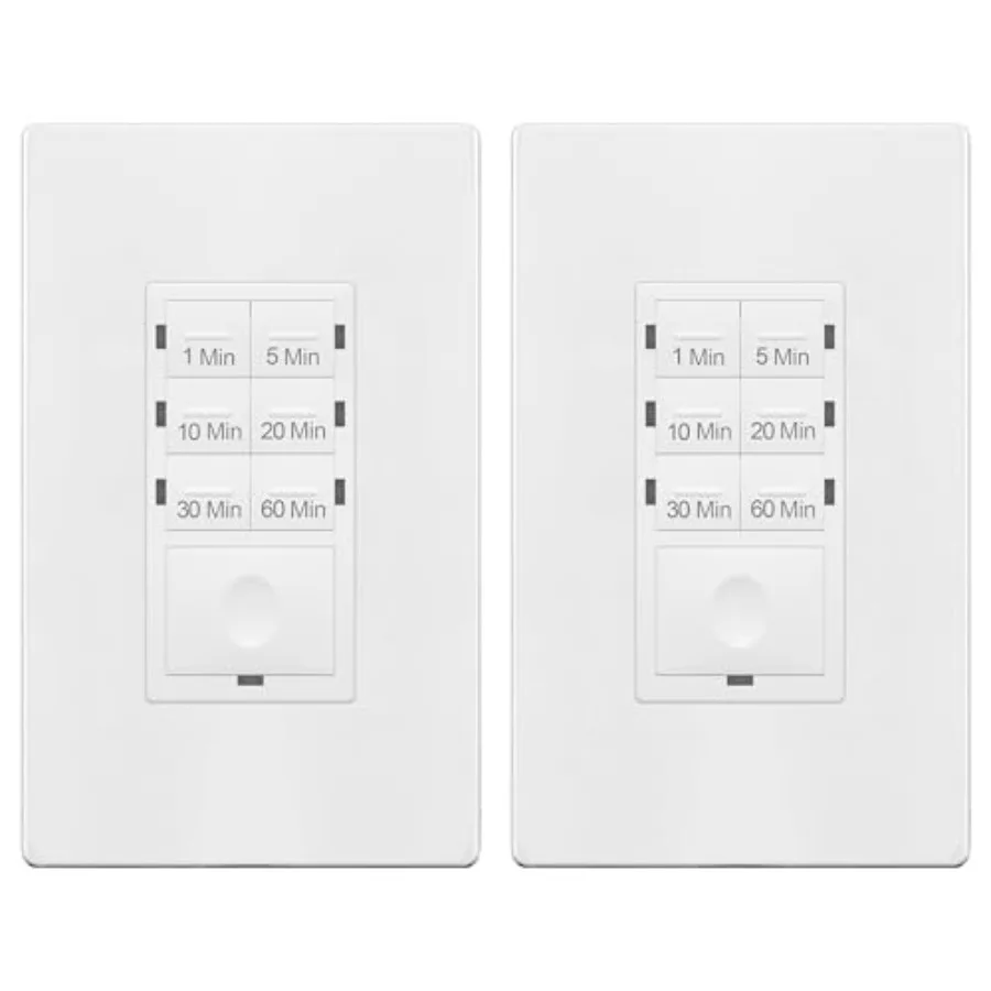 Light Switch Timer Countdown Wall Timer for Bathroom Fans Heaters No Neutral Required 1-5-10-20--60 120VAC 800W UL Listed HET06
Light Switch Timer Countdown Wall Timer for Bathroom Fans Heaters No Neutral Required 1-5-10-20--60 120VAC 800W UL Listed HET06