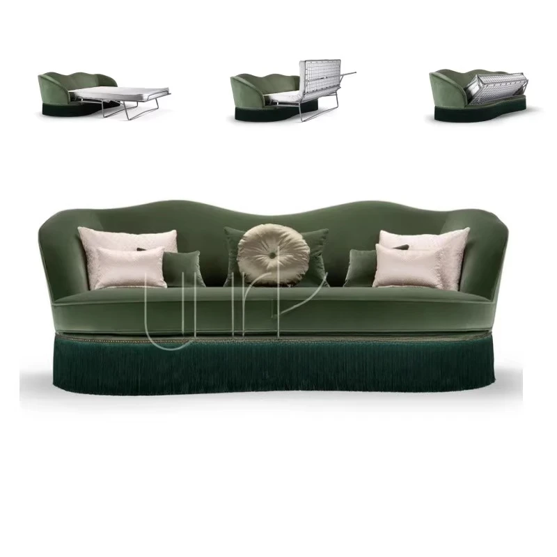 French retro fabric sofa bed dark green folding dual-purpose small apartment living room apartment audio-visual room fringed
French retro fabric sofa bed dark green folding dual-purpose small apartment living room apartment audio-visual room fringed