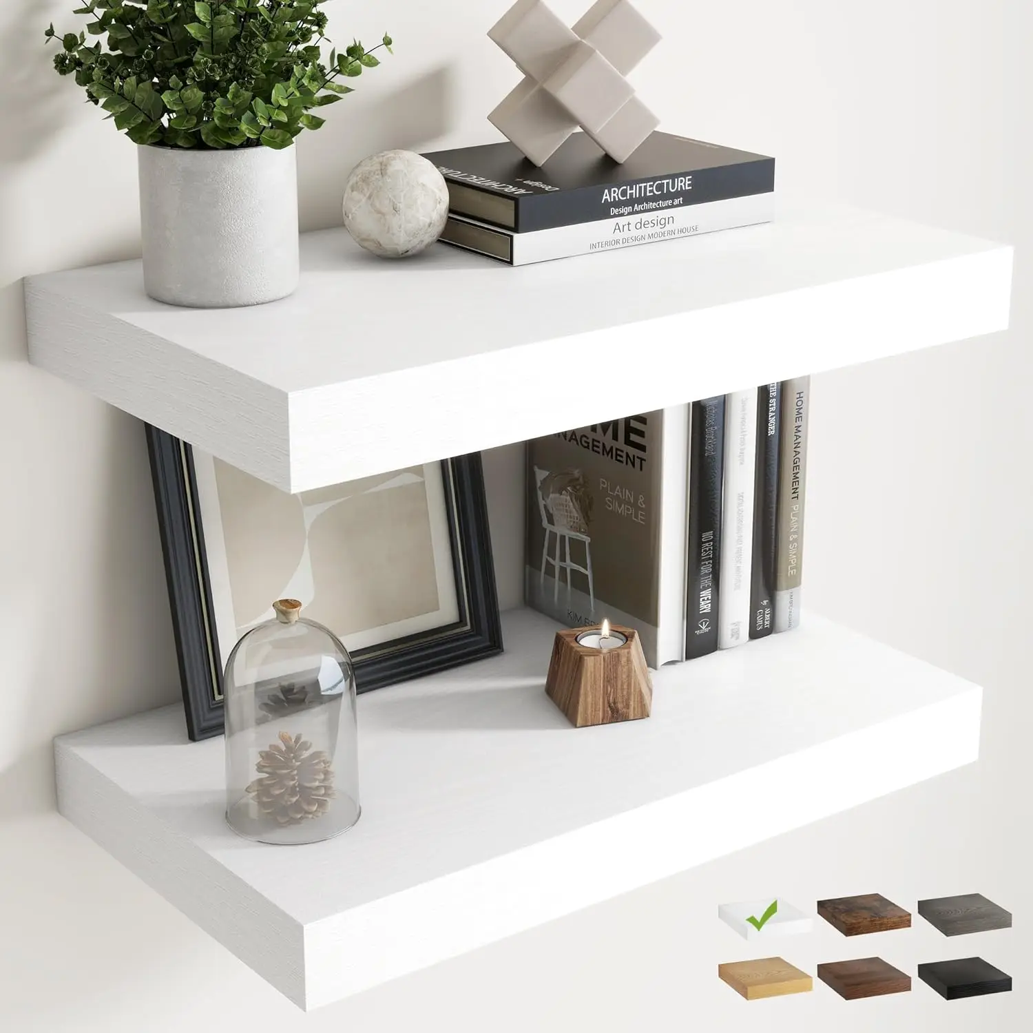 24" Floating Shelves Set of 2, 12"D Wood Grain Bathroom Shelves with Invisible Brackets, Easy Install for Kitchen, Living Room, Bedroom, White
24" Floating Shelves Set of 2, 12"D Wood Grain Bathroom Shelves with Invisible Brackets, Easy Install for Kitchen, Living Room, Bedroom, White
