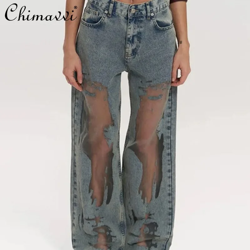 2025 American Hot Y2k Retro Straight-leg Pants Hollow Texture Niche Design Sense Loose Wide-leg Jeans For Women
2025 American Hot Y2k Retro Straight-leg Pants Hollow Texture Niche Design Sense Loose Wide-leg Jeans For Women
