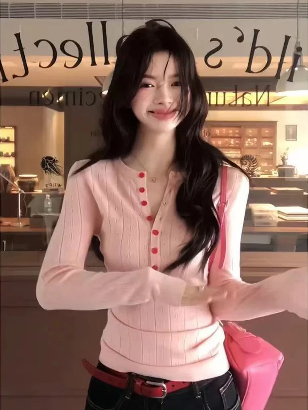 Korean Style Sweet And Spicy Girl Half Open Collar Long Sleeve Pink T-Shirt Slim Fit Inner Wear Base Shirt Top for Women
Korean Style Sweet And Spicy Girl Half Open Collar Long Sleeve Pink T-Shirt Slim Fit Inner Wear Base Shirt Top for Women