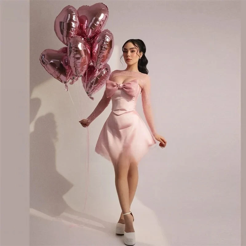 2026 Pink Princess Prom Dresses Sleeveless Corset Birthday Party Gowns Mini Satin Long Sleeves Vestidos De Graduación Customized
2026 Pink Princess Prom Dresses Sleeveless Corset Birthday Party Gowns Mini Satin Long Sleeves Vestidos De Graduación Customized