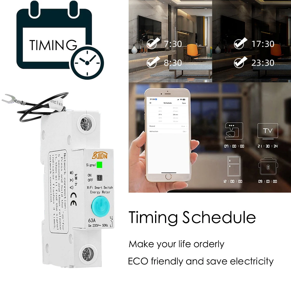 Ewelink 63A Single Phase WIFI Smart Energy Meter Kwh Metering Monitoring Smart Timer Switch Voice Control Relay for Smart Home
Ewelink 63A Single Phase WIFI Smart Energy Meter Kwh Metering Monitoring Smart Timer Switch Voice Control Relay for Smart Home