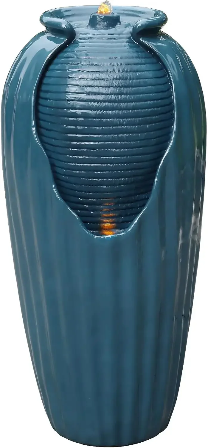 32 in. Outdoor Contemporary Glazed Contoured Vase Water Fountain with LED Lights to Create a Calming Oasis in Gardens and Landsc
32 in. Outdoor Contemporary Glazed Contoured Vase Water Fountain with LED Lights to Create a Calming Oasis in Gardens and Landsc