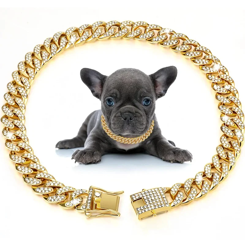 Luxury Diamond Dog Cuban Link Chain Collar Iced Out Rhinestone Pet Necklace for Small Medium Large Dogs Cats
Luxury Diamond Dog Cuban Link Chain Collar Iced Out Rhinestone Pet Necklace for Small Medium Large Dogs Cats