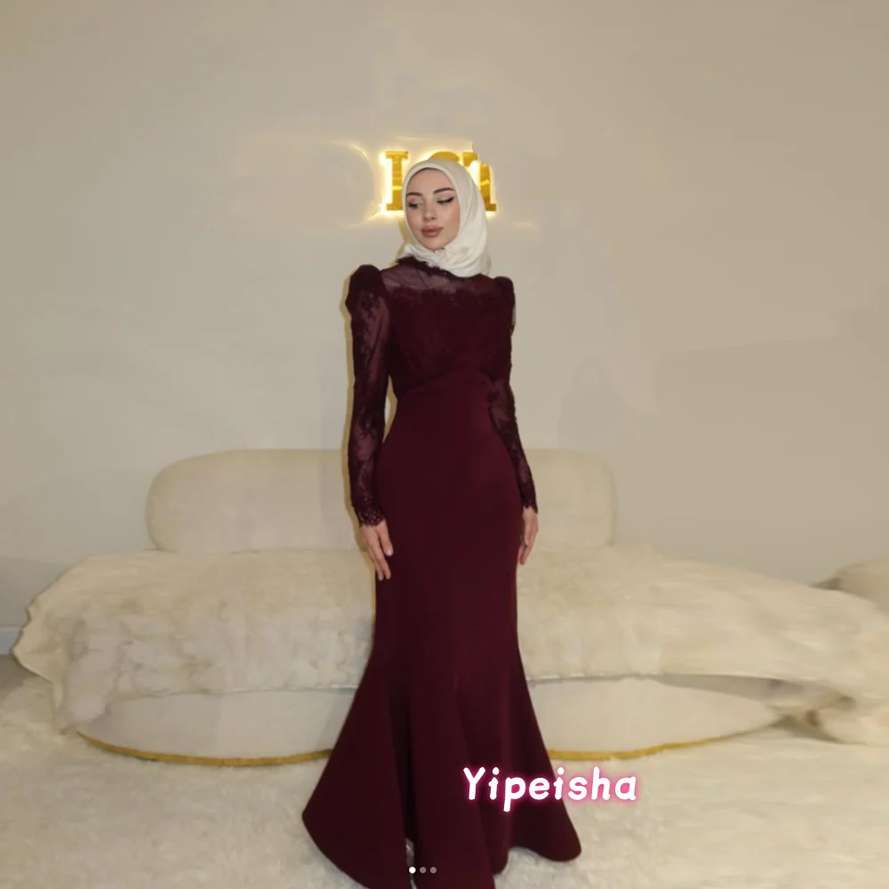 Customized Burgundy Lace Straight Long Sleeves Prom Dresses O-Neck Lace Pleated Floor Length Evening Party Dress
Customized Burgundy Lace Straight Long Sleeves Prom Dresses O-Neck Lace Pleated Floor Length Evening Party Dress