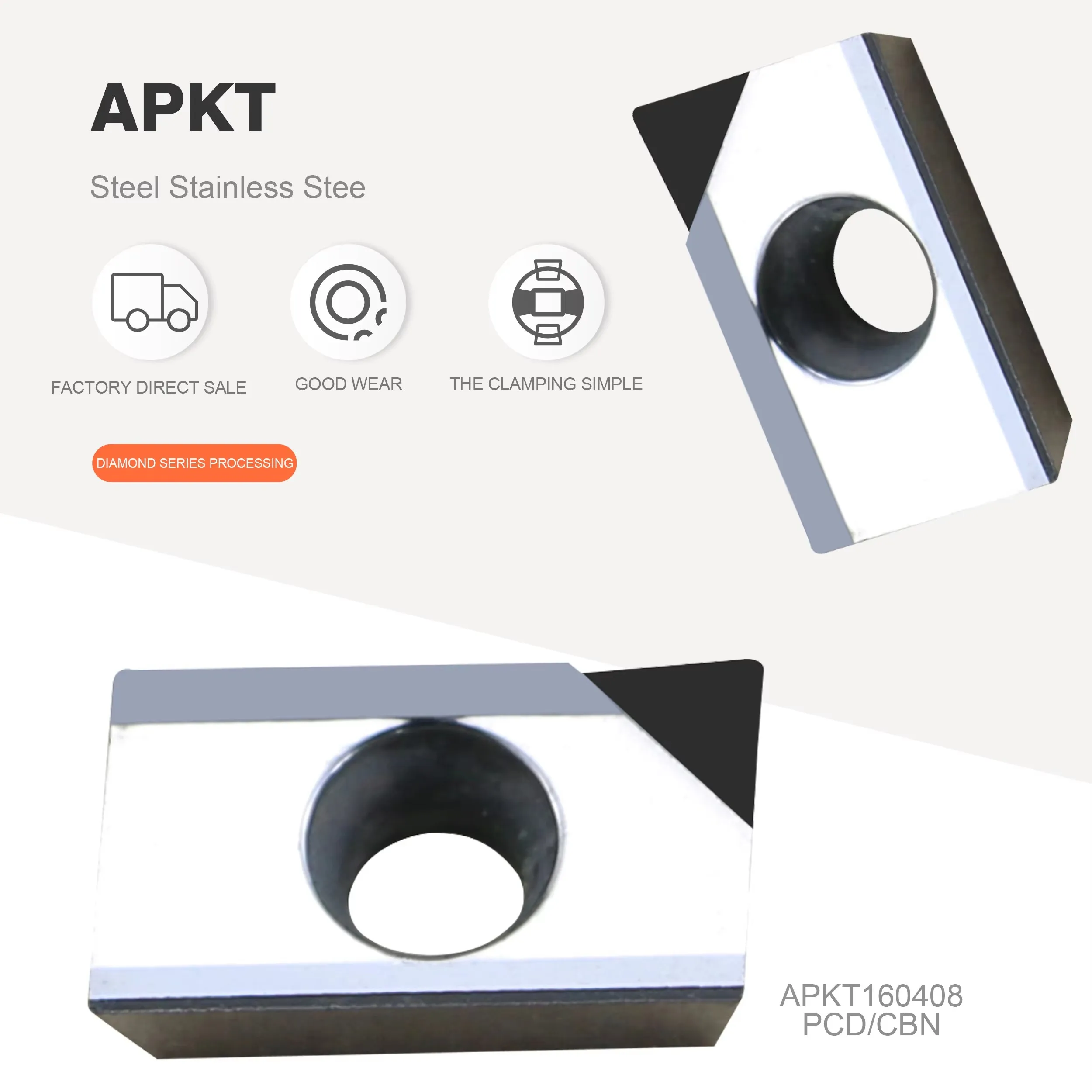 2PCS PCD CBN Diamond Inserts Series APKT 1135 APKT 160404 160408 PCD CBN Diamond Inserts CNC Lathe Tools Milling Turning Inserts 
2PCS PCD CBN Diamond Inserts Series APKT 1135 APKT 160404 160408 PCD CBN Diamond Inserts CNC Lathe Tools Milling Turning Inserts