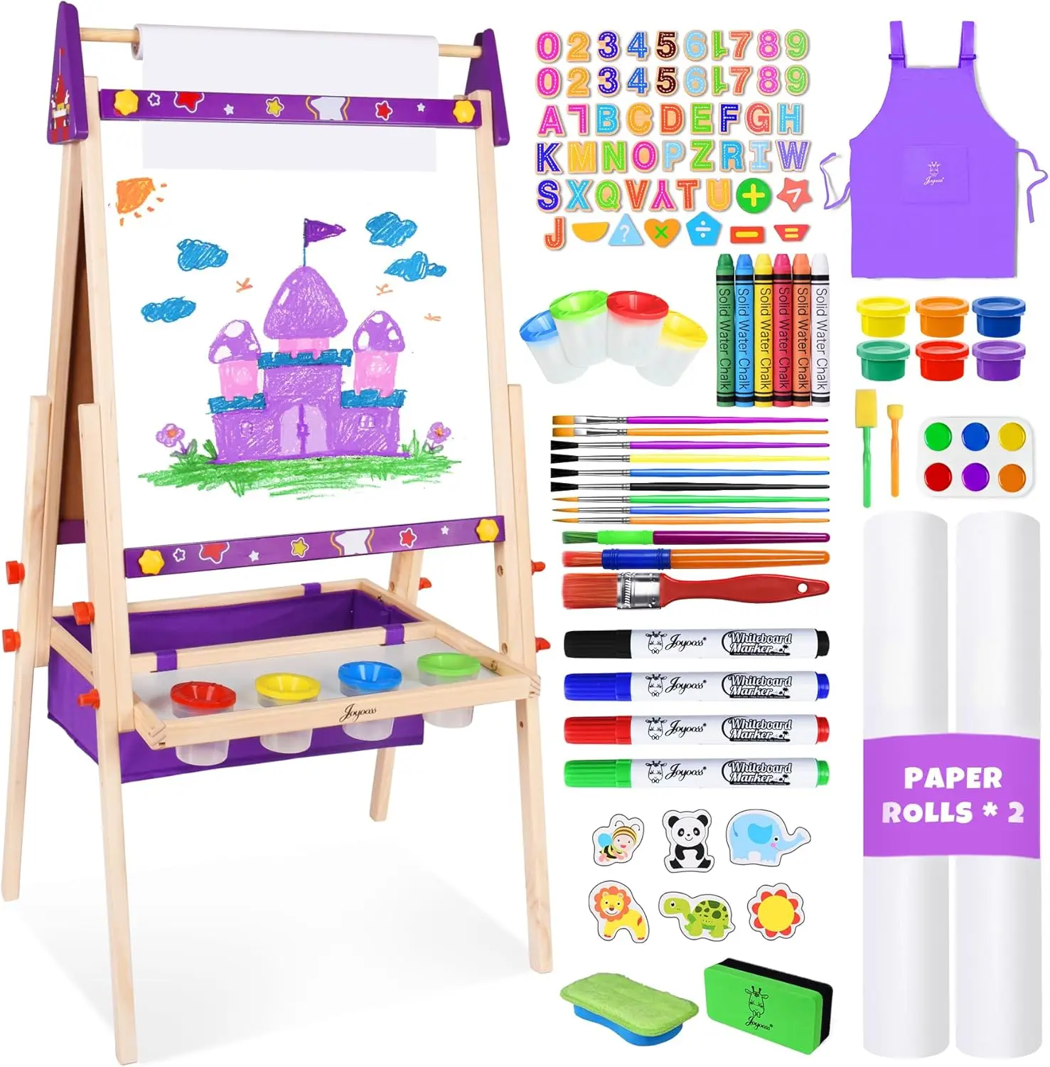 Kids Art Easel with Adjustable Height for Toddlers 2-4 4-8 9-12, Standing Wooden Whiteboard and Chalkboard with 98 Accessories
Kids Art Easel with Adjustable Height for Toddlers 2-4 4-8 9-12, Standing Wooden Whiteboard and Chalkboard with 98 Accessories