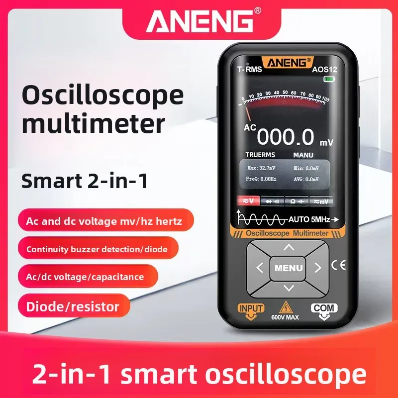 Handheld color screen oscilloscope: 2-in-1 multimeter, anti-combust, USB lithium battery, for equipment/DIY electronic repair
Handheld color screen oscilloscope: 2-in-1 multimeter, anti-combust, USB lithium battery, for equipment/DIY electronic repair