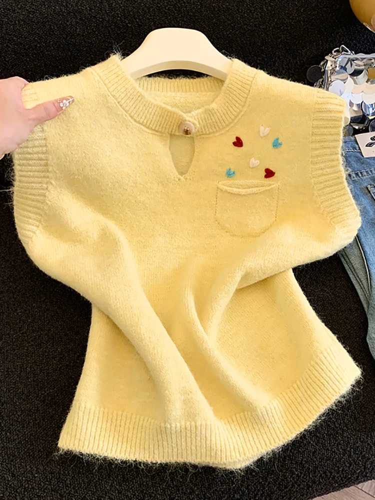 Рекомендуемый уровень Chao, женский вязаный жилет в форме сердца, свободная верхняя одежда, корейский жилет с колючками, осень-зима, Новое поступление
Рекомендуемый уровень Chao, женский вязаный жилет в форме сердца, свободная верхняя одежда, корейский жилет с колючками, осень-зима, Новое поступление