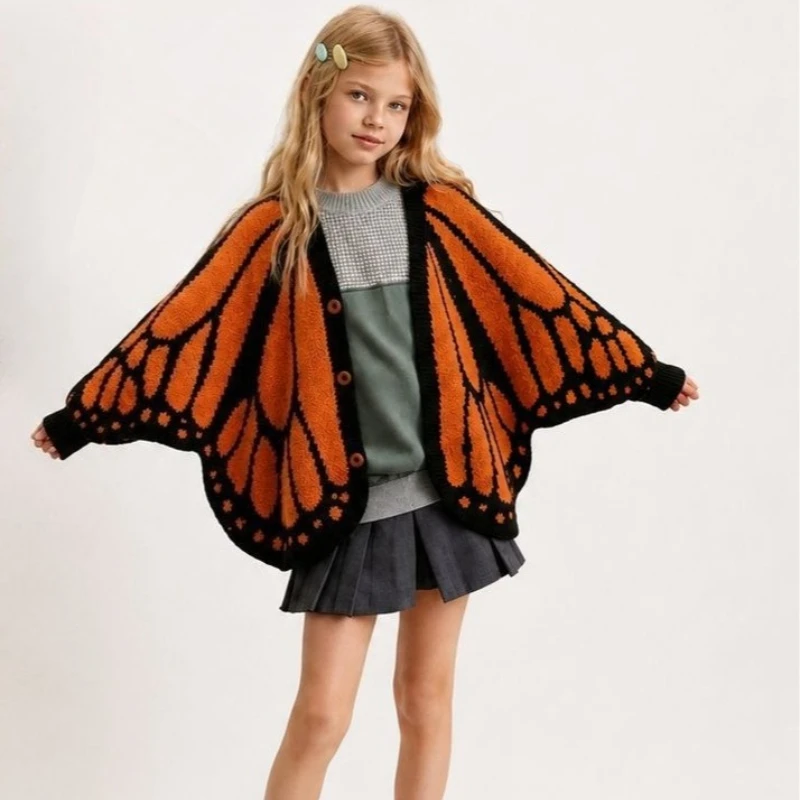 Children's monarch butterfly cape, butterfly shawl cardigan, irregular knit cardigan
Children's monarch butterfly cape, butterfly shawl cardigan, irregular knit cardigan