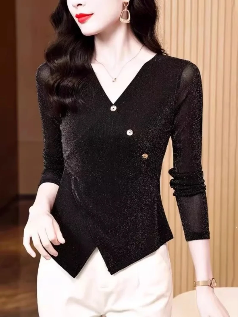 Модная женская сетчатая рубашка нестандартной формы с v-образным вырезом | Осенне-зимнее многослойное необходимое 2025 года | Роскошная базовая футболка с длинным рукавом w1913
Модная женская сетчатая рубашка нестандартной формы с v-образным вырезом | Осенне-зимнее многослойное необходимое 2025 года | Роскошная базовая футболка с длинным рукавом w1913