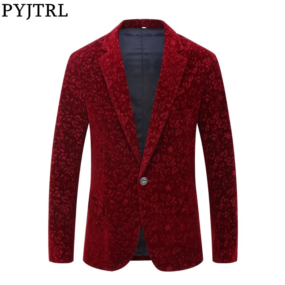 HOO 2023 Men's Wine Red Velvet Floral Pattern Suit Jacket Host Studio Slim-Fit Wedding blazer
HOO 2023 Men's Wine Red Velvet Floral Pattern Suit Jacket Host Studio Slim-Fit Wedding blazer