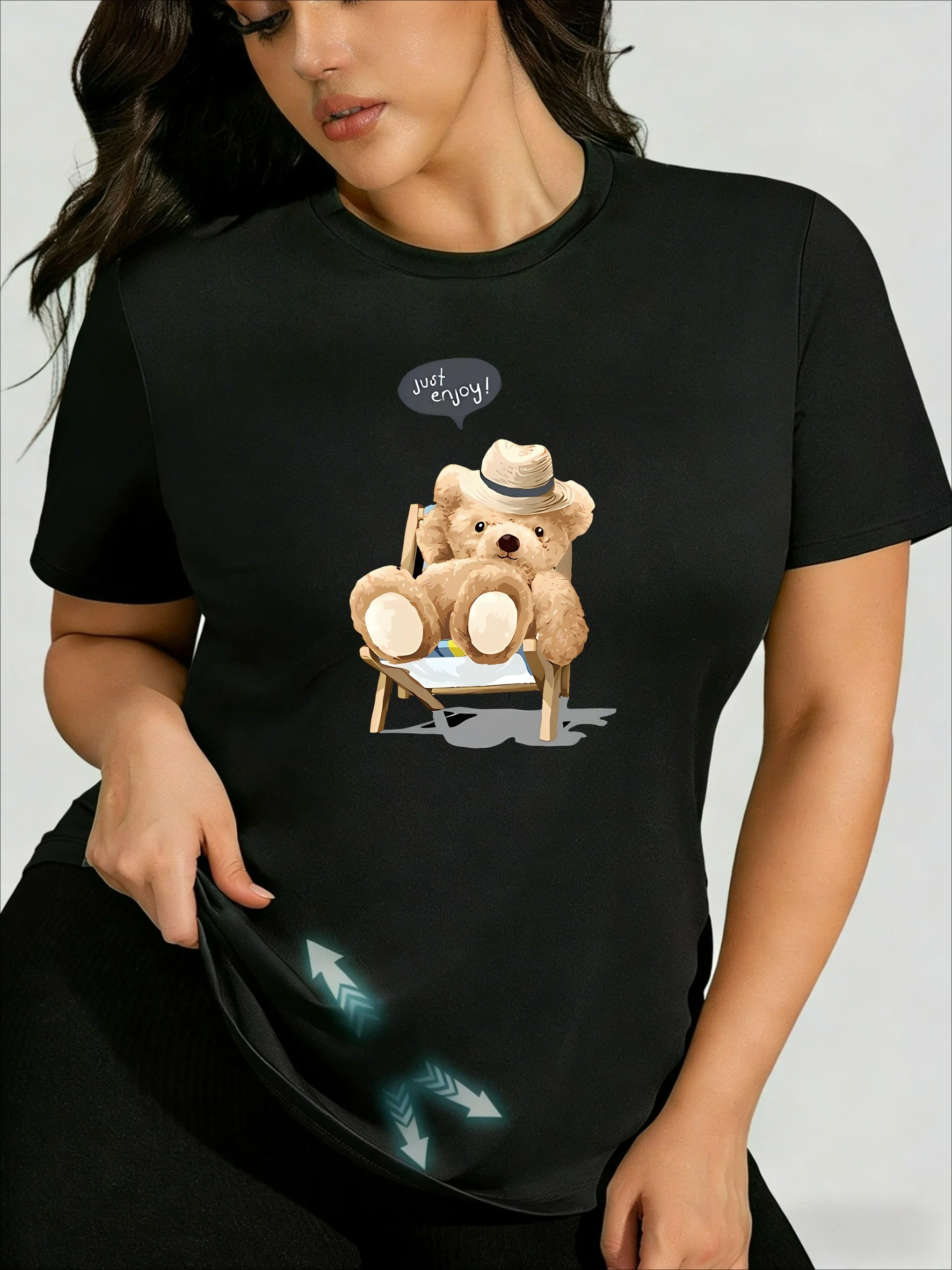 Sweet Cool Just Enjoy Vacation Lazy Bear Plus Size T-Shirt, Y2K Style Lazy Relaxed Slimming Short Sleeve
Sweet Cool Just Enjoy Vacation Lazy Bear Plus Size T-Shirt, Y2K Style Lazy Relaxed Slimming Short Sleeve
