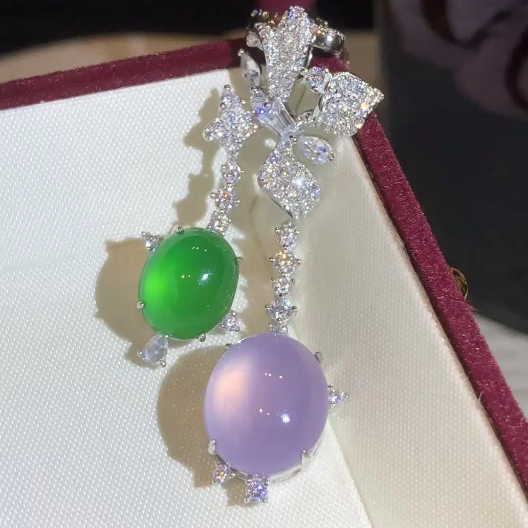 Inlaid chalcedony double egg surface green pink purple fringed pendant end light luxury custom versatile necklace collarbone cha
Inlaid chalcedony double egg surface green pink purple fringed pendant end light luxury custom versatile necklace collarbone cha