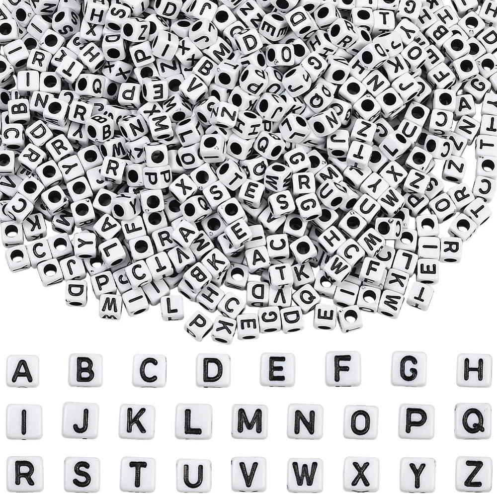 1000Pcs Opaque Acrylic Beads Horizontal Hole Cube with Random Initial Letter White 6x6x6mm Hole: 3.5mm
1000Pcs Opaque Acrylic Beads Horizontal Hole Cube with Random Initial Letter White 6x6x6mm Hole: 3.5mm