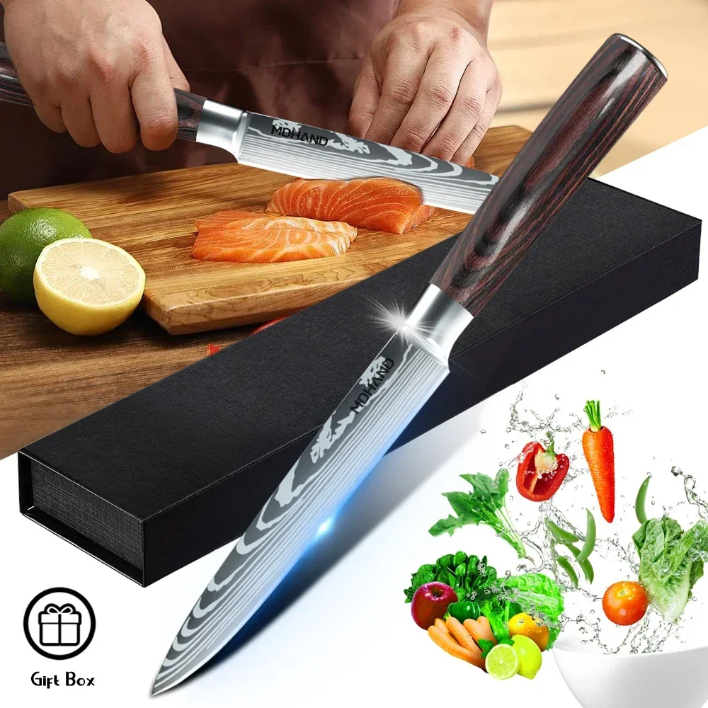 Salmon Sushi Santoku Knife Cooking Stainless Steel Fish Fillet Meat Cleaver Japanese Sharp Utility Chef Knife Cooking Tool
Salmon Sushi Santoku Knife Cooking Stainless Steel Fish Fillet Meat Cleaver Japanese Sharp Utility Chef Knife Cooking Tool