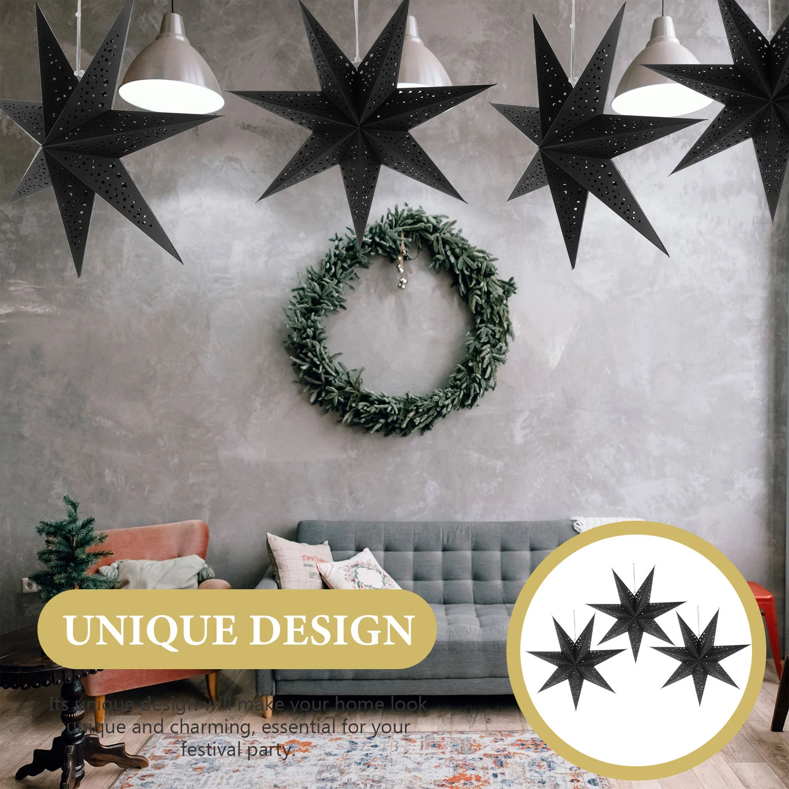 3pcs 50cm Black Heptagon Paper Lampshade Star Xmas 3D Hanging Decoration Pendant Light Christmas Party nament Indoor Lighting
3pcs 50cm Black Heptagon Paper Lampshade Star Xmas 3D Hanging Decoration Pendant Light Christmas Party nament Indoor Lighting
