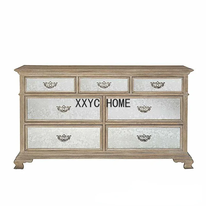 Solid Wood Chest of Drawers French Retro Mirror Seven Bucket Locker Bedroom Oak Distressed Drawer Storage Cabinet
Solid Wood Chest of Drawers French Retro Mirror Seven Bucket Locker Bedroom Oak Distressed Drawer Storage Cabinet