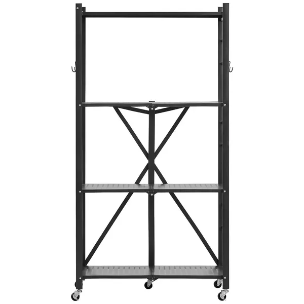 4-Tier Foldable Storage Shelf with Wheels 28 x 13 x 54-inch Metal Shelving
4-Tier Foldable Storage Shelf with Wheels 28 x 13 x 54-inch Metal Shelving