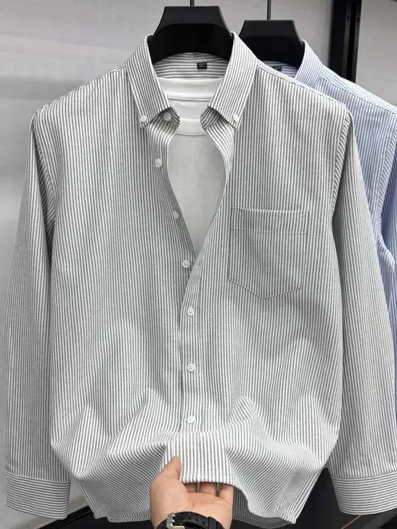 Spring 2026 Men's Pure Cotton Long Sleeve Shirt Casual Business Office Wear with Pocket Striped Youth Fashion Standard Fit
Spring 2026 Men's Pure Cotton Long Sleeve Shirt Casual Business Office Wear with Pocket Striped Youth Fashion Standard Fit