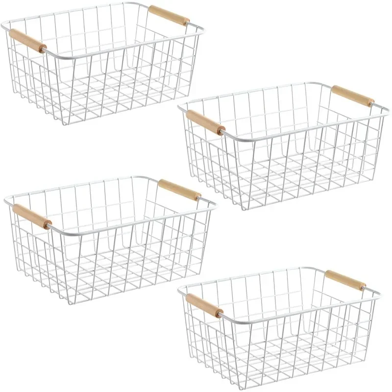 LeleCAT White Wire Basket with Handles Wire Storage Organizer Basket for Kitchen, Home Refrigerators, Cabinets, Pantry,
LeleCAT White Wire Basket with Handles Wire Storage Organizer Basket for Kitchen, Home Refrigerators, Cabinets, Pantry,