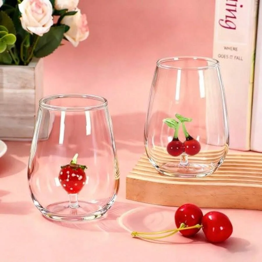 D2Pcs Spring 3D Strawberry Cherry Glass Cup Hand Blown Fruit Steml Wine Glass Clear Drinking Glasses For Birthday Baby Shower D
D2Pcs Spring 3D Strawberry Cherry Glass Cup Hand Blown Fruit Steml Wine Glass Clear Drinking Glasses For Birthday Baby Shower D