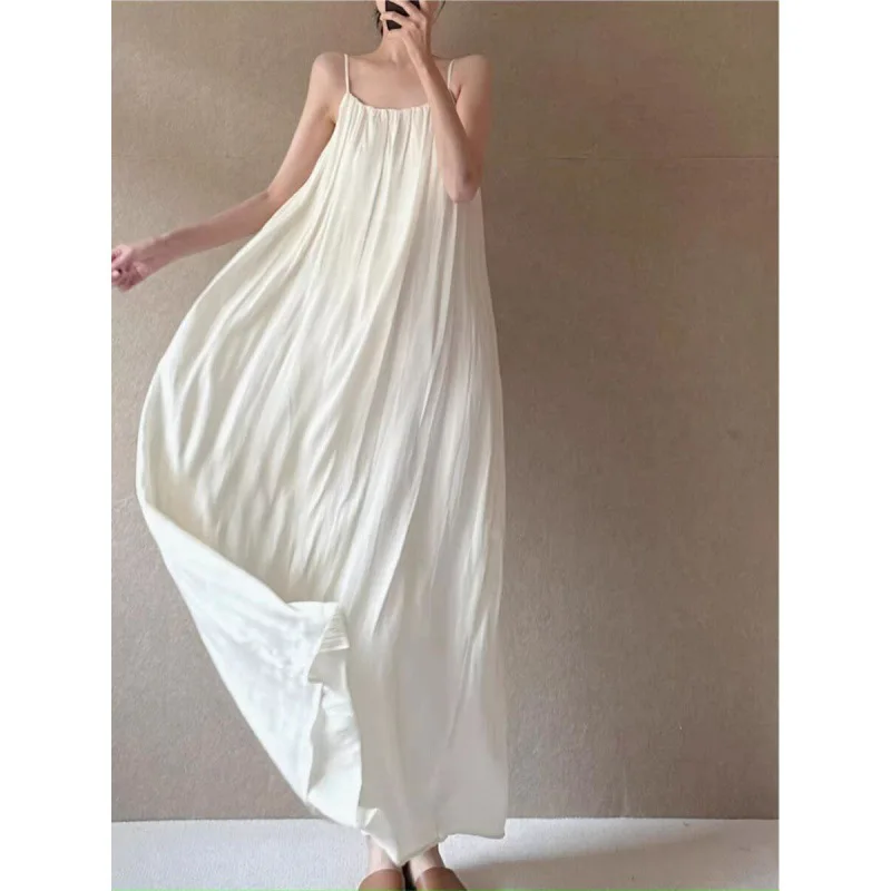 Women Dresses White Dress A Line Pleated Camisole Round Neck Sleeveless Ankle Length Slight Strech Casual Loose Fit 2026 Summer
Women Dresses White Dress A Line Pleated Camisole Round Neck Sleeveless Ankle Length Slight Strech Casual Loose Fit 2026 Summer