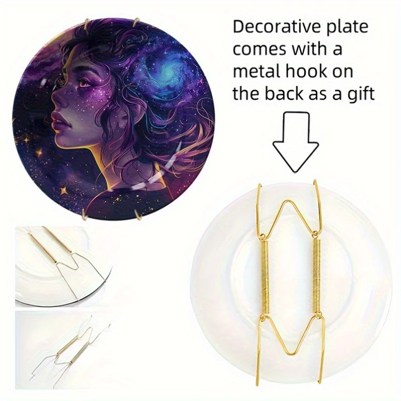 1 шт. Мечтательная керамическая декоративная тарелка Galaxy — фиолетовый художественный декор стен с космическим дизайном, контакт без еды, круглая форма,
1 шт. Мечтательная керамическая декоративная тарелка Galaxy — фиолетовый художественный декор стен с космическим дизайном, контакт без еды, круглая форма,