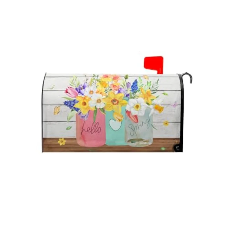 Hello Spring Floral Magnetic Mailbox Cover, Standard Size 21x18 Inch, Tulip Daffodil Mailbox Wrap, Colorful Watercolor Spring M
Hello Spring Floral Magnetic Mailbox Cover, Standard Size 21x18 Inch, Tulip Daffodil Mailbox Wrap, Colorful Watercolor Spring M