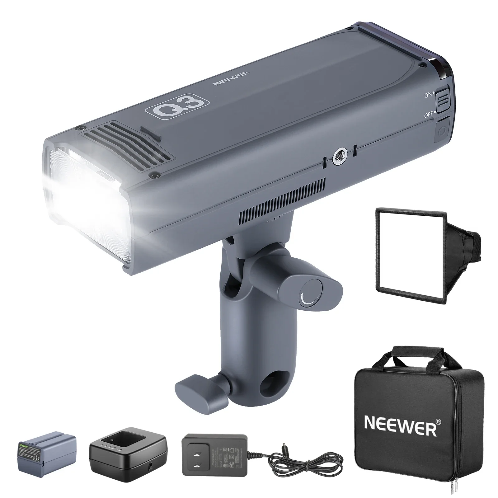 NEEWER Q3 200Ws 2.4G TTL Flash (2nd Version), 1/8000 HSS GN58 Strobe Light Portable Photography Monolight With Softbox Diffuser
NEEWER Q3 200Ws 2.4G TTL Flash (2nd Version), 1/8000 HSS GN58 Strobe Light Portable Photography Monolight With Softbox Diffuser