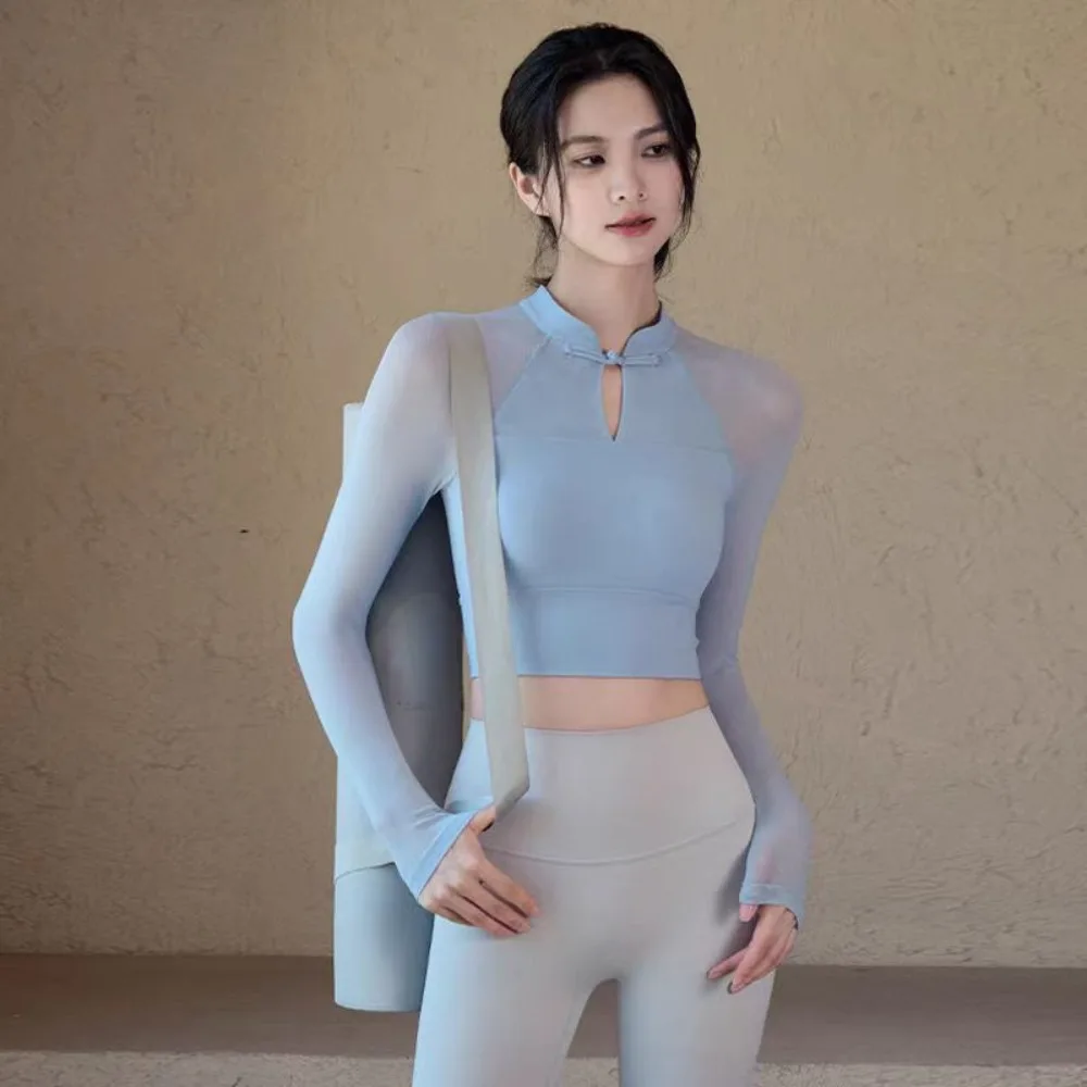 Latin Dancewear Top Elegant Mesh Spliced Long Sleeve Yoga Shirt With Chest Pad, Sport Training Wear For Stage Show&Performance
Latin Dancewear Top Elegant Mesh Spliced Long Sleeve Yoga Shirt With Chest Pad, Sport Training Wear For Stage Show&Performance