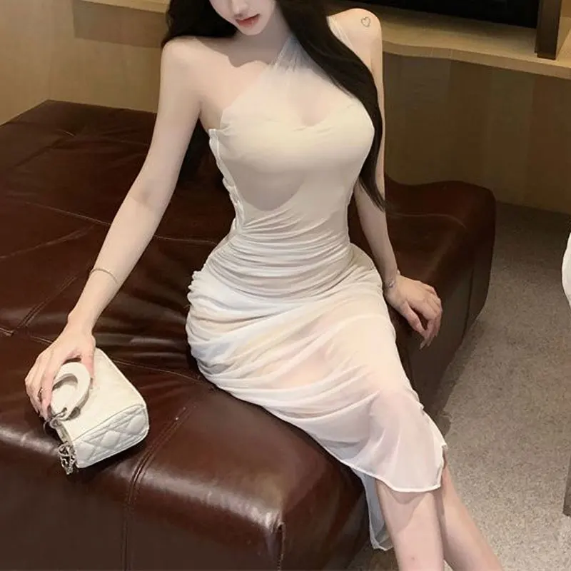 Stylish Gauze Spliced Skew Collar Midi Dress Summer New Sleeveless Women's Clothing Solid Color Sexy Bag Hip Slim Waist Dresses
Stylish Gauze Spliced Skew Collar Midi Dress Summer New Sleeveless Women's Clothing Solid Color Sexy Bag Hip Slim Waist Dresses