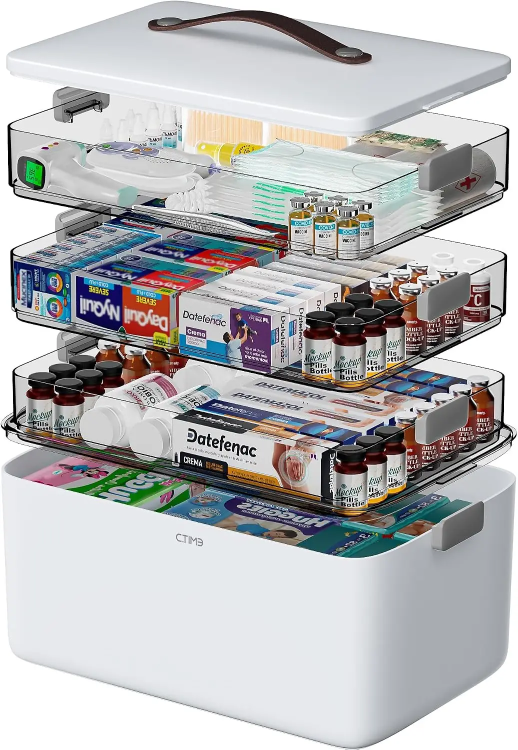 4-Tier XL Medicine Organizer with Leather Handle, Portable Empty First Aid Kit for Home, Travel, Dorm, Ideal Gift for Elderly
4-Tier XL Medicine Organizer with Leather Handle, Portable Empty First Aid Kit for Home, Travel, Dorm, Ideal Gift for Elderly
