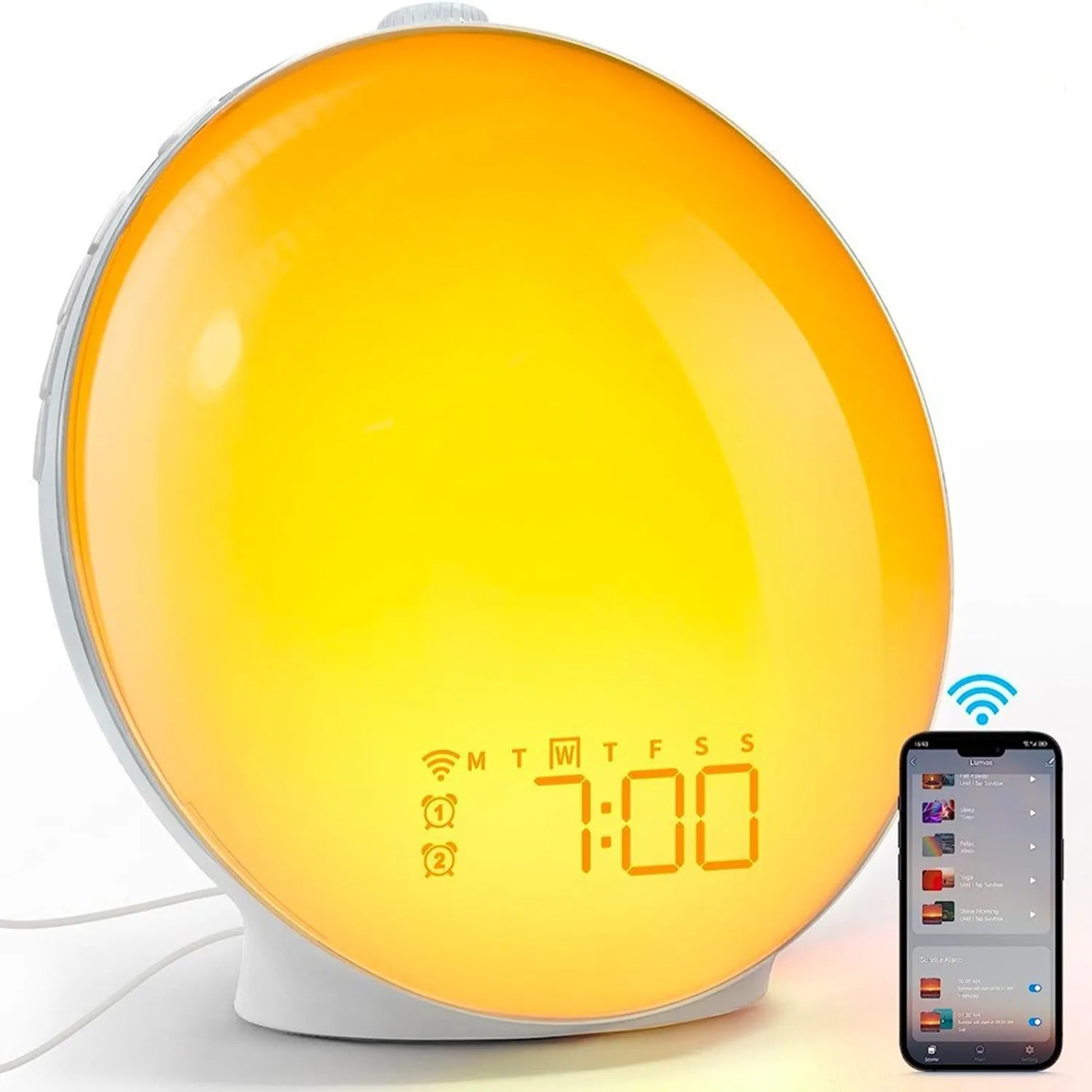 Smart Sunrise Simulation Bedside Lamp Dual Alarm Clock Mode 18 Colors FM Radio Phone App Control Wake Light for Heavy Sleepers
Smart Sunrise Simulation Bedside Lamp Dual Alarm Clock Mode 18 Colors FM Radio Phone App Control Wake Light for Heavy Sleepers