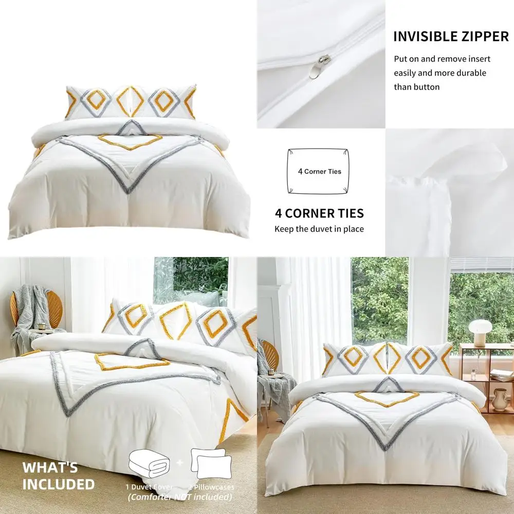 Комплект пододеяльников из микрофибры размера «queen-size» с ромбовидным тафтингом, постельное белье из трех предметов с богемной вышивкой, застежкой-молнией и угловым галстуком
Комплект пододеяльников из микрофибры размера «queen-size» с ромбовидным тафтингом, постельное белье из трех предметов с богемной вышивкой, застежкой-молнией и угловым галстуком