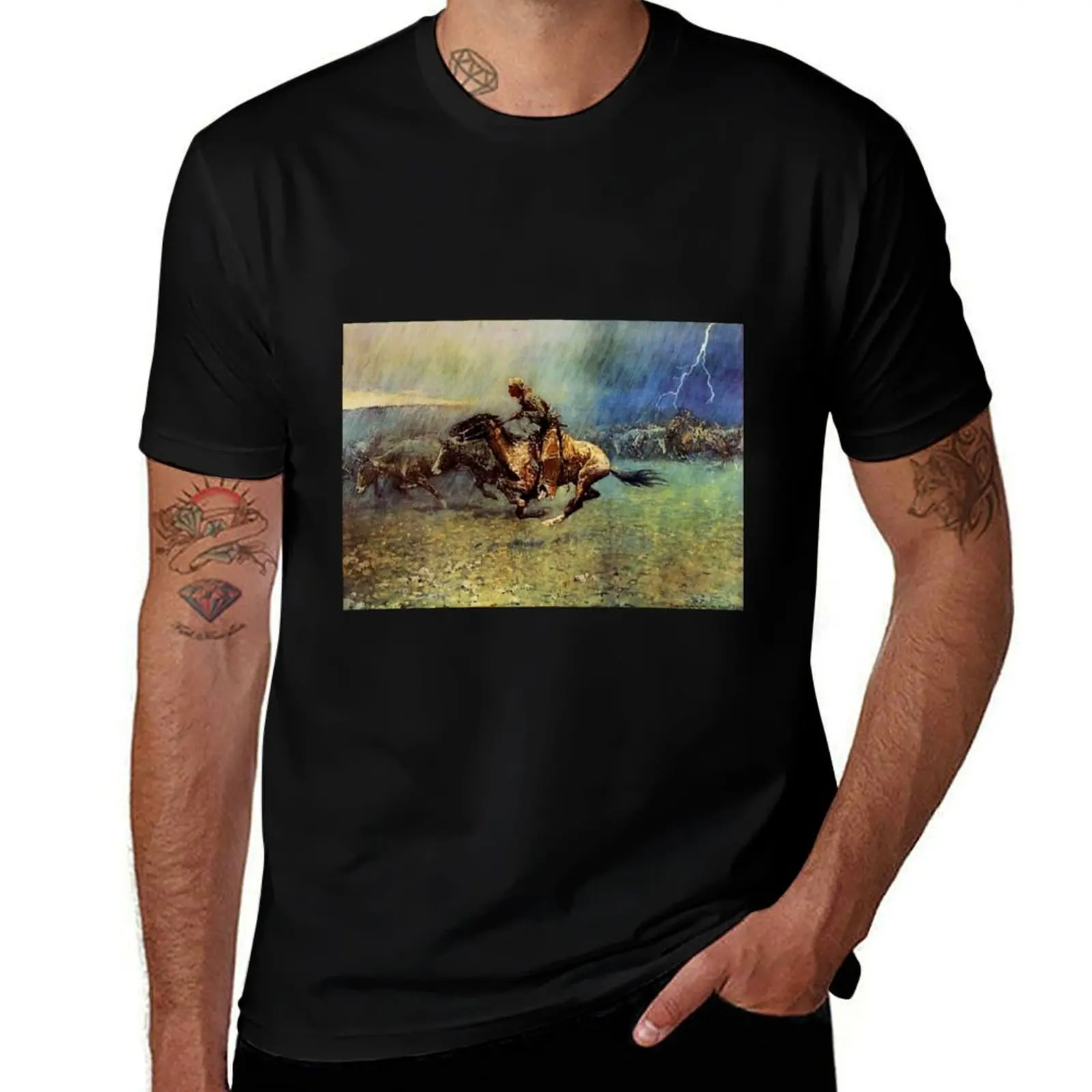 Frederick Remington Western Art “The Stampede” T-Shirt man t shirt graphic T-Shirt
Frederick Remington Western Art “The Stampede” T-Shirt man t shirt graphic T-Shirt
