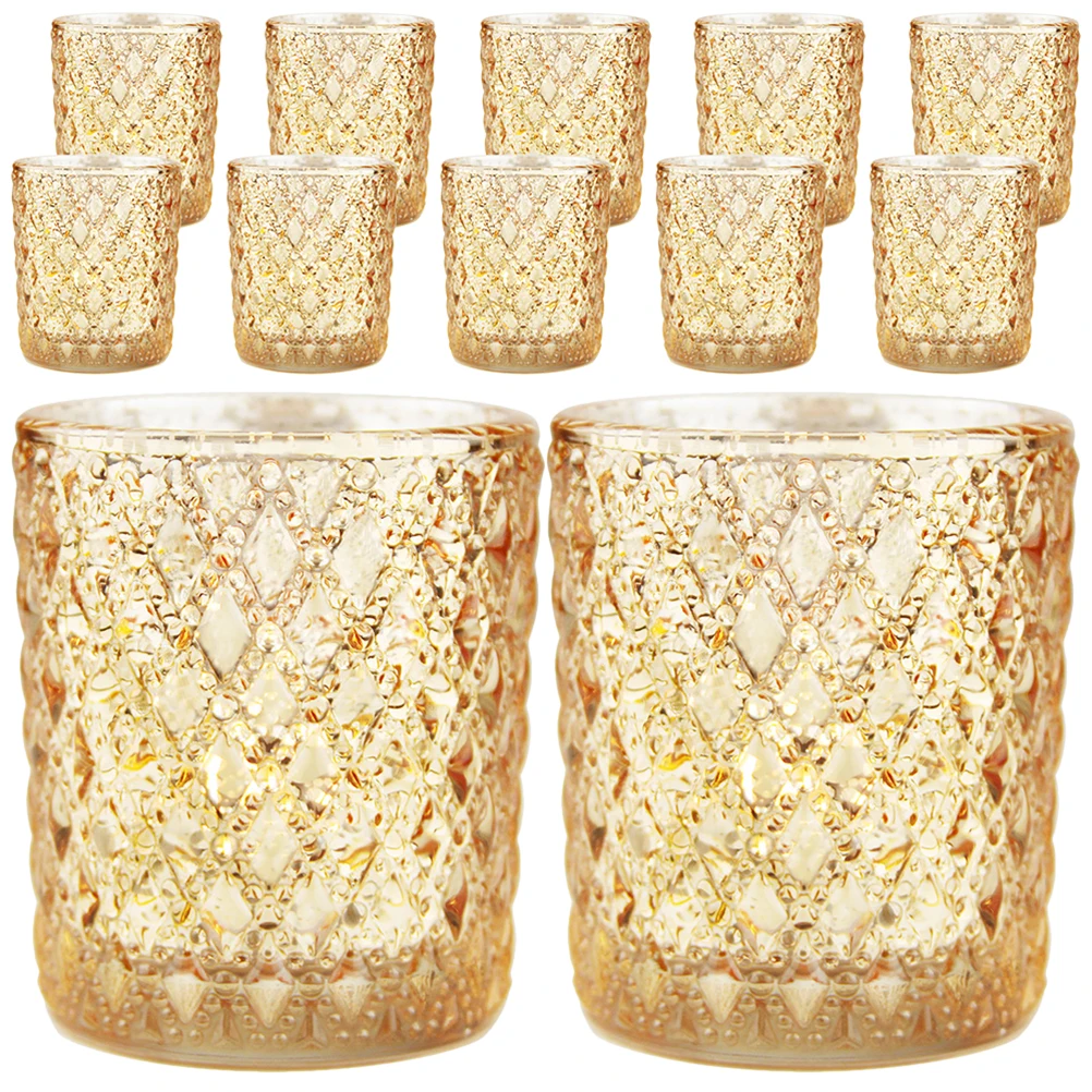 12Pcs Glass Cups with Golden Embossment European Design Holder for DIY Aromatherapy Tealight Candles Romantic
12Pcs Glass Cups with Golden Embossment European Design Holder for DIY Aromatherapy Tealight Candles Romantic