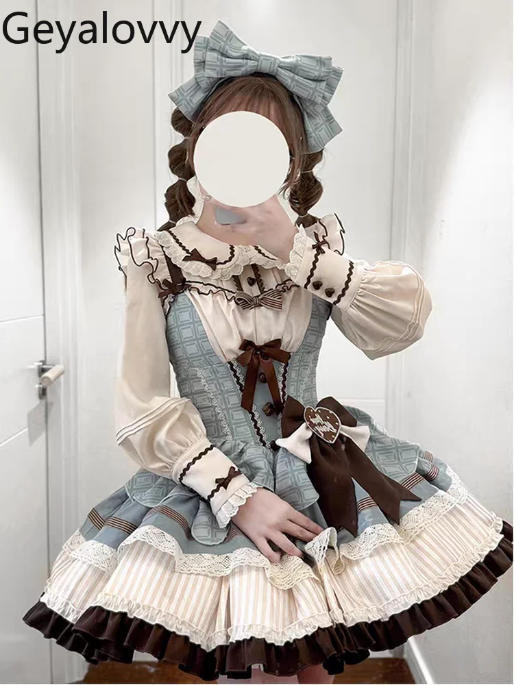 Mint Chocolate Color Block Lolita Short Strap Dress Sweet Cute Princess Sleeveless Jsk Dresses and Long Sleeve Shirt Set
Mint Chocolate Color Block Lolita Short Strap Dress Sweet Cute Princess Sleeveless Jsk Dresses and Long Sleeve Shirt Set