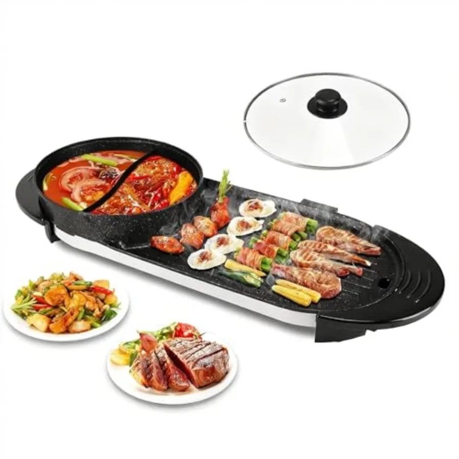 Hot Pot Electric with Grill 2 in 1 Smokeless Non-Stick Shabu Shabu Pot with Korean BBQ Grill Independent Dual Temperature Contr
Hot Pot Electric with Grill 2 in 1 Smokeless Non-Stick Shabu Shabu Pot with Korean BBQ Grill Independent Dual Temperature Contr