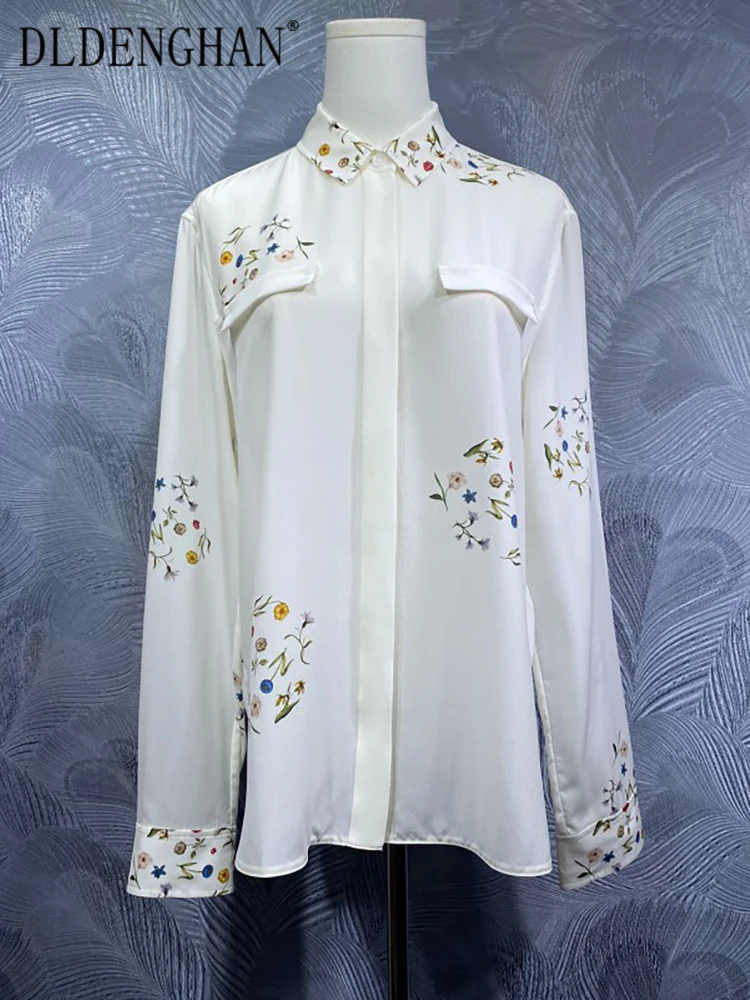 DLDENGHAN Women's Turn-down Collar Long Sleeve Flowers Print Vintage Single Breasted Silk Shirt Fashion Spring New
DLDENGHAN Women's Turn-down Collar Long Sleeve Flowers Print Vintage Single Breasted Silk Shirt Fashion Spring New