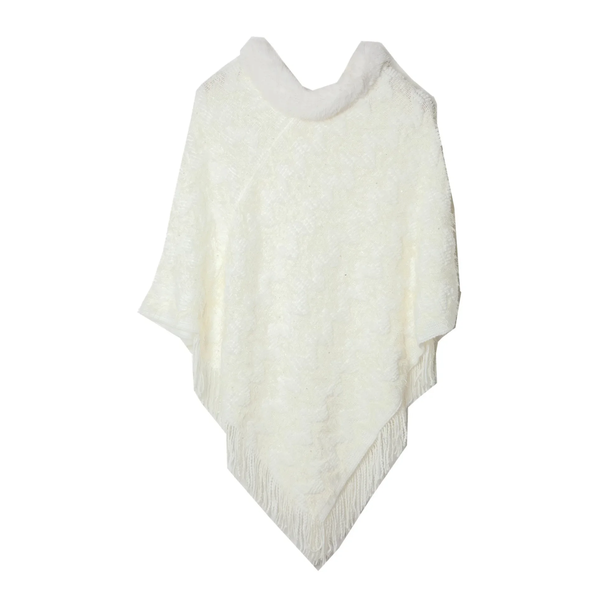 Spring Autumn Sequin Pullover Imitation Wool Collar Shawl Knitted Cloak Fashionable Casual Poncho Lady Capes White Cloaks
Spring Autumn Sequin Pullover Imitation Wool Collar Shawl Knitted Cloak Fashionable Casual Poncho Lady Capes White Cloaks